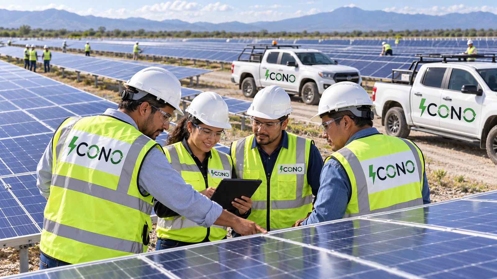 Equipo técnico en un parque solar