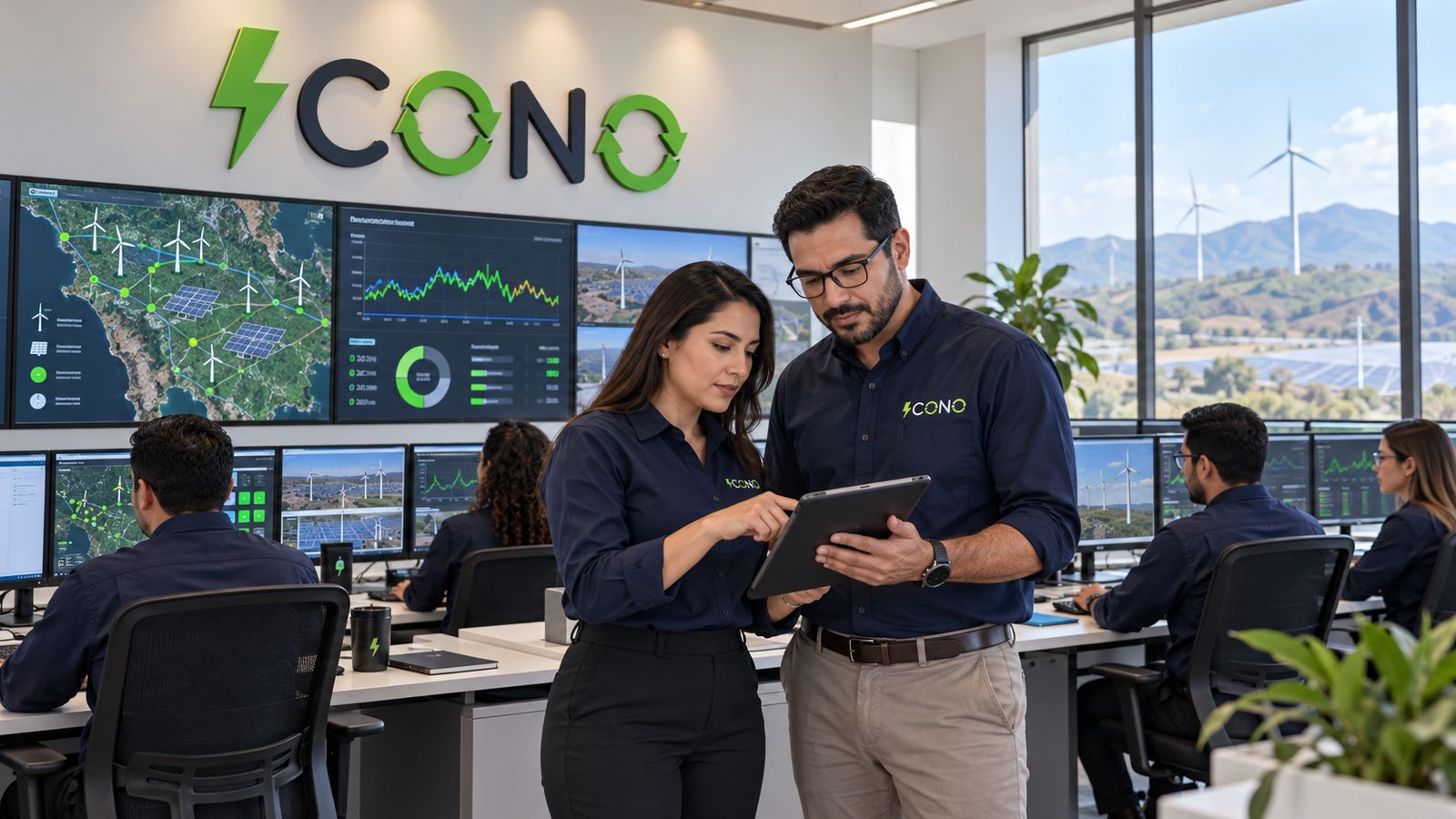 Equipo técnico en una sala de control